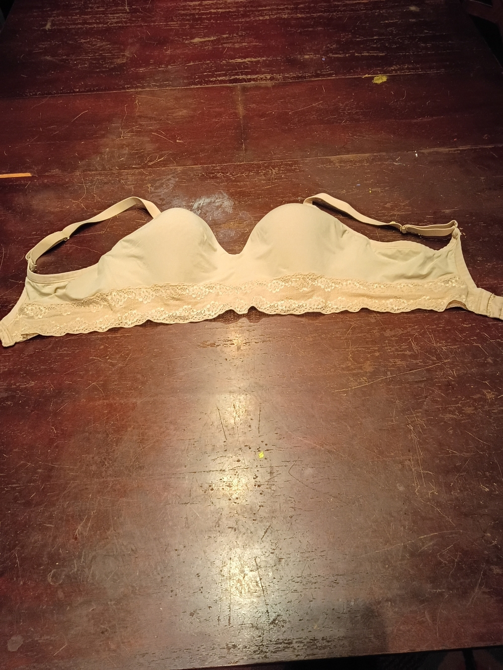 Natori Beige Lace-Trim T-Shirt Bra